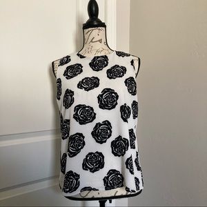 C&E Black and White Rose Blouse